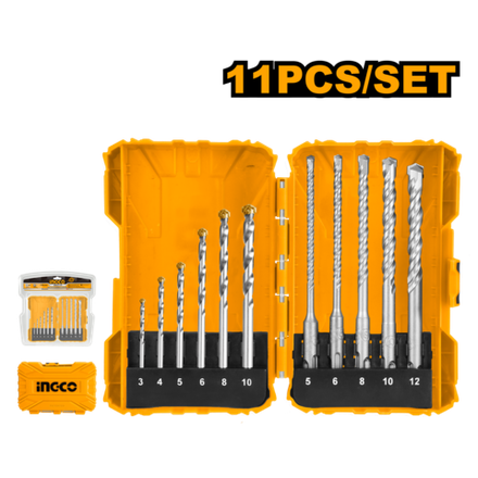 Набор сверл по бетону и буров SDS-plus INGCO AKDL31101  INDUSTRIAL 11 шт.