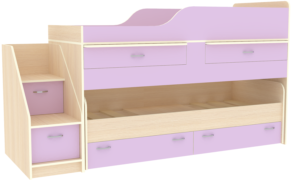 Кровать двухъярусная КарИВи Дуэт-8  Дуб Молочный Ирис