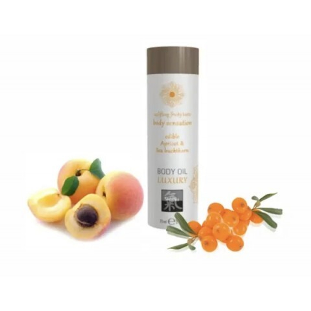 Съедобное масло для тела Абрикос и Облепиха от Shiatsu 75 мл.