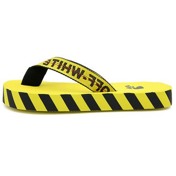 Off-White Diagonal Stripe Slide 'Yellow Black'