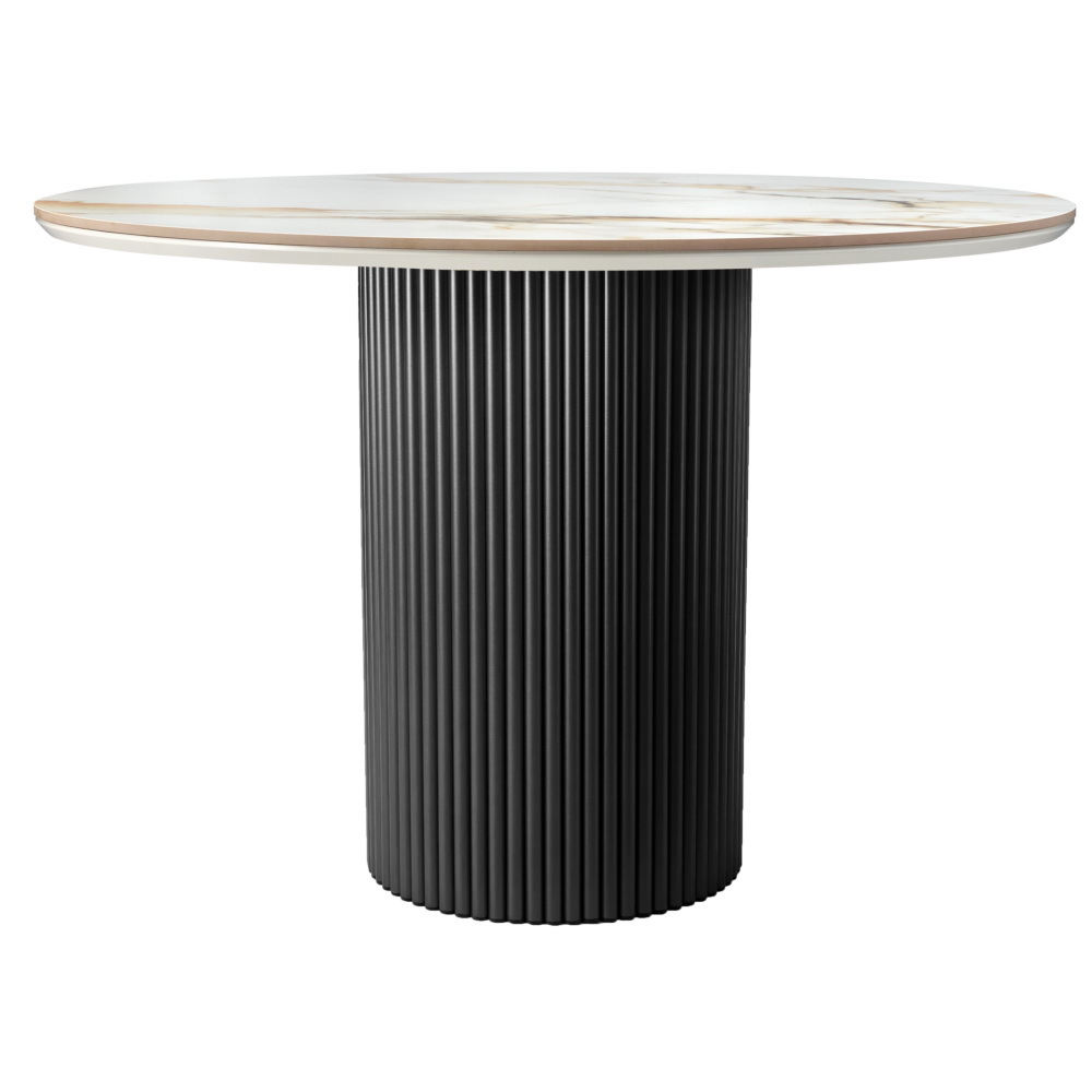 Стол Aura D110, керамогранит Calacatte gold мрамор, чёрный