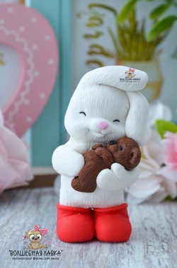 Силиконовая форма Зайчик с медвежонком