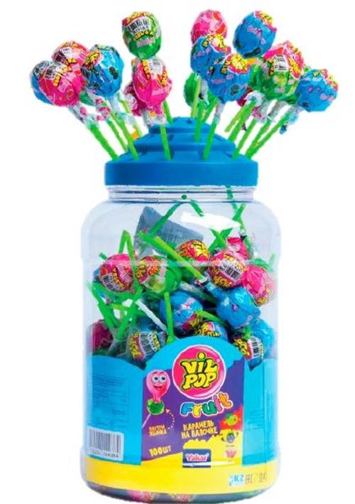 Карамель на палочке "Vil Pop Fruit", 16 г * 100 шт * 6 банок