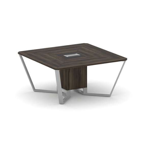 Steel Meet Стол переговорный квадратный KM-PR.B.SP-08 Дуб Мали/Графит Глянец/Металл Серый 1600*1600*