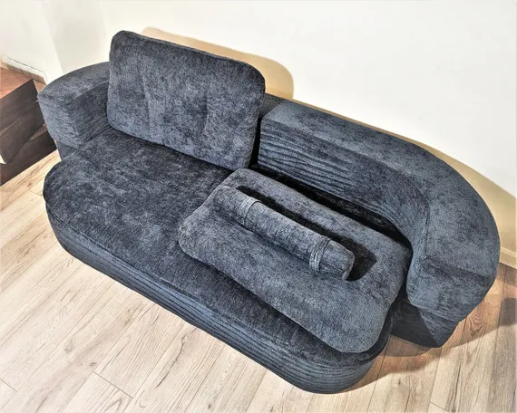 Бескаркасный диван-кровать 4664 синий