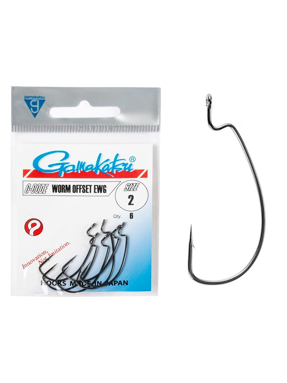 Крючки офсетные Gamakatsu Worm OFFSET EWG HOOKS BLACK размер 1/0 (упк.6шт.)