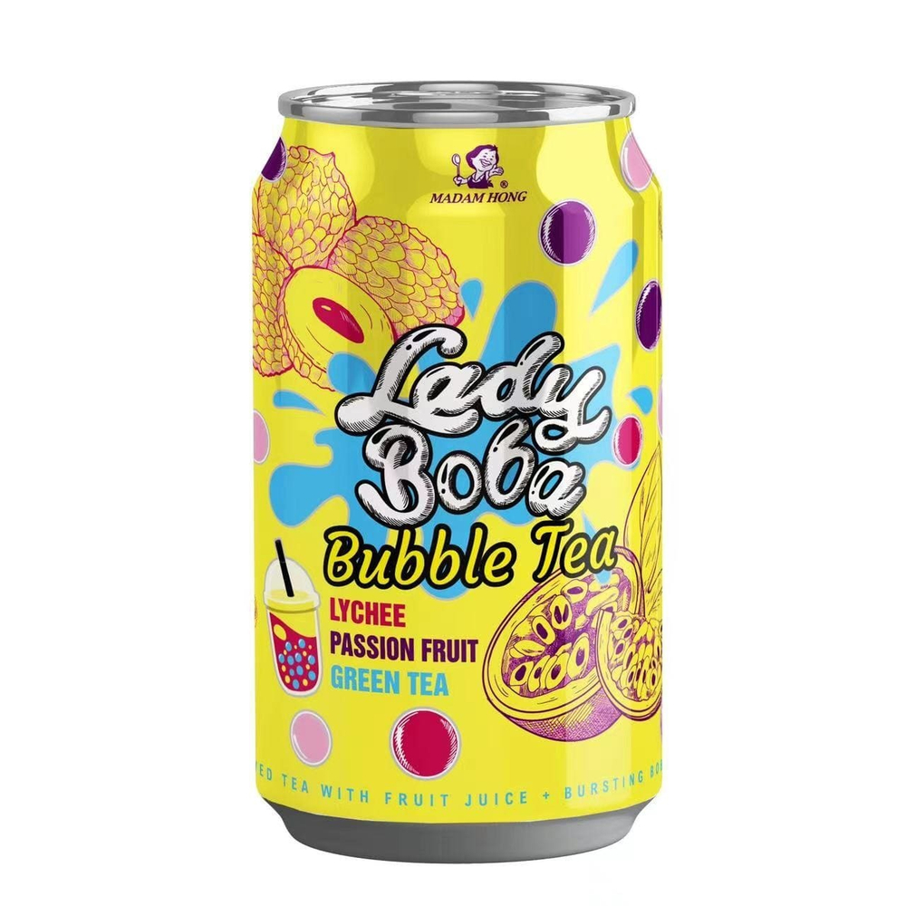 Напиток Lady Boba Bubble Tea со вкусом личи и маракуйи 320 мл
