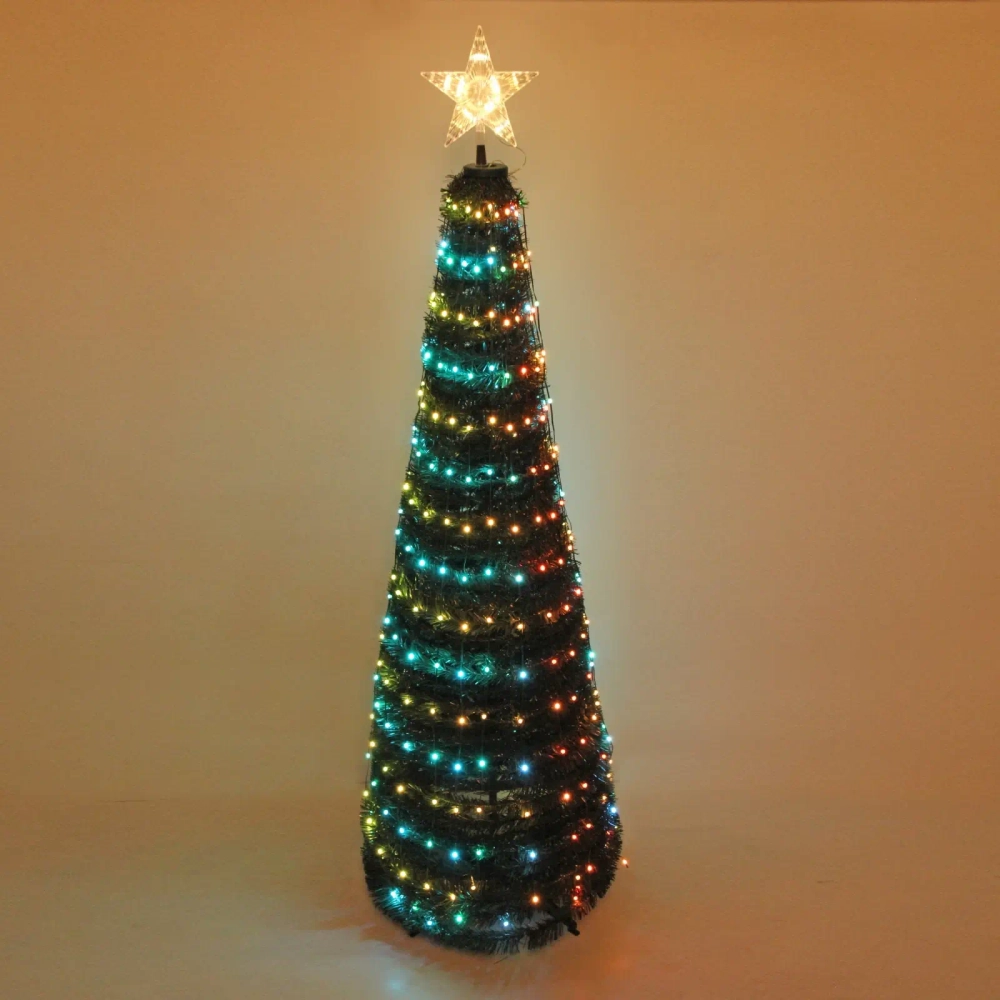 Елка с гирляндой «Ёлка» в1,8 м, d-0,6 м 17 линий 272 лампы LED, зелен. пров, более 8 реж,IP-20, RGB