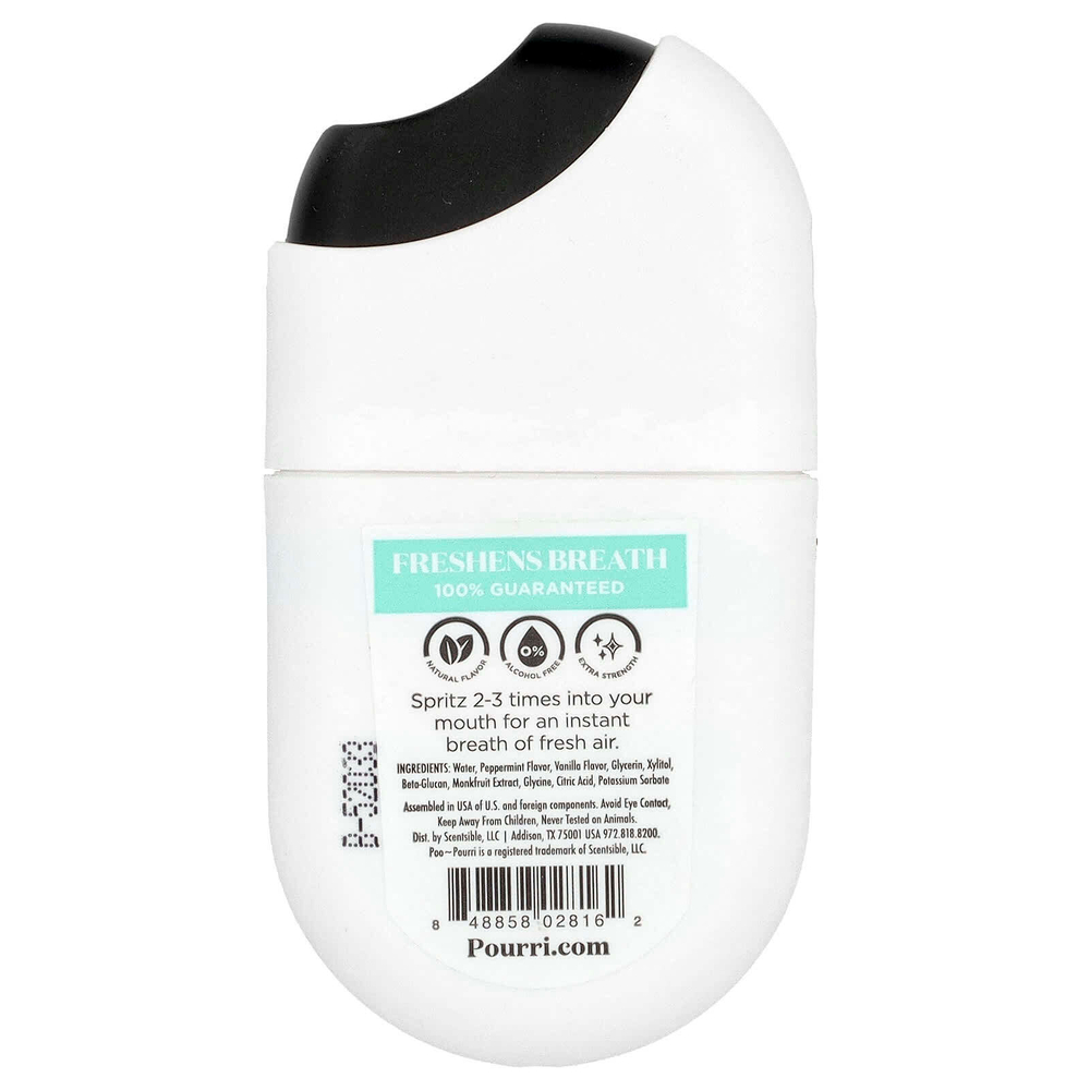 Poo-Pourri, Breath-Pourri™, освежитель дыхания с повышенным действием, со вкусом ванили и перечной мяты, 10 мл (0,34 жидк. унции)
