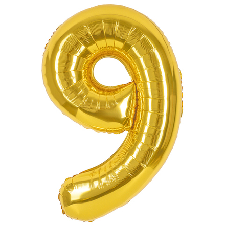 Цифра 9 золотая 40" е84