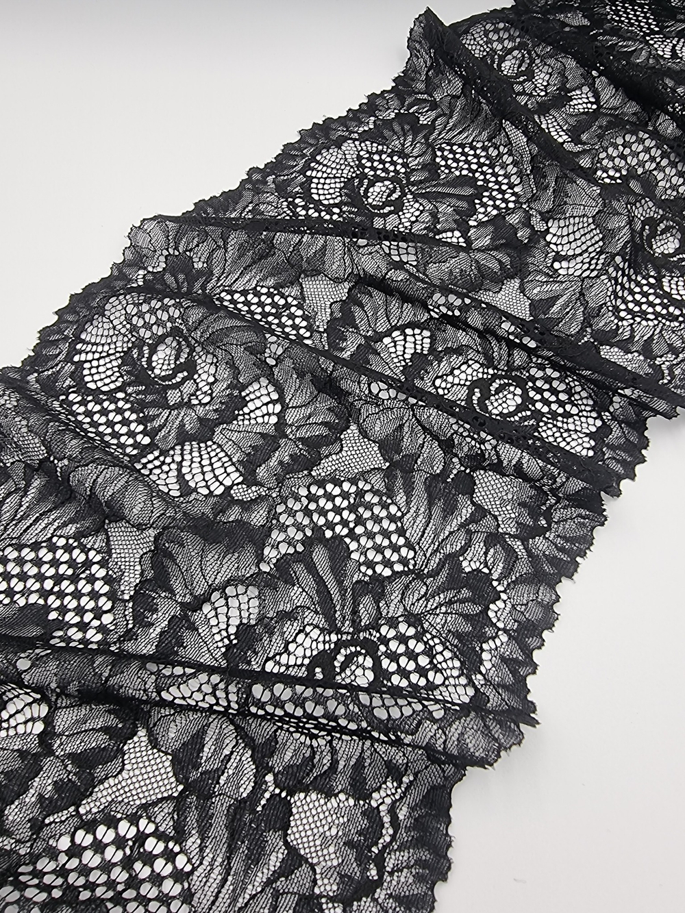 Кружево эластичное чёрное К719