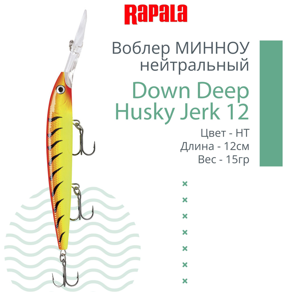 Воблер RAPALA Down Deep Husky Jerk 14, 14см, 23гр, цвет GF