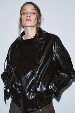 ZARA БЛЕСТЯЩАЯ КУРТКА С ВОРОТНИКОМ ИЗ ИСКУССТВЕННОГО МЕХА — ZW COLLECTION, КОРИЧНЕВЫЙ