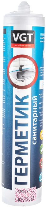 Герметик ВГТ акриловый санитарный белый 400г