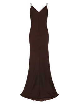 Платье комбинация в пол, коричневый