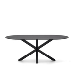 Стол Argo с черным стеклом и черными стальными ножками Ø 200 x 100 см