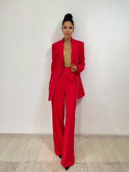 Брюки палаццо со складками (алые)