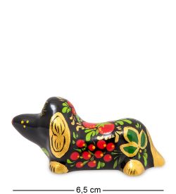 ГЛ- 971 Фигурка «Такса» нов. хохлома (Гжельский фарфор)