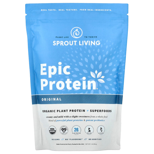 Sprout Living, Epic Protein, органический растительный протеин и суперфуды, классический вкус, 455 г (1 фунт)