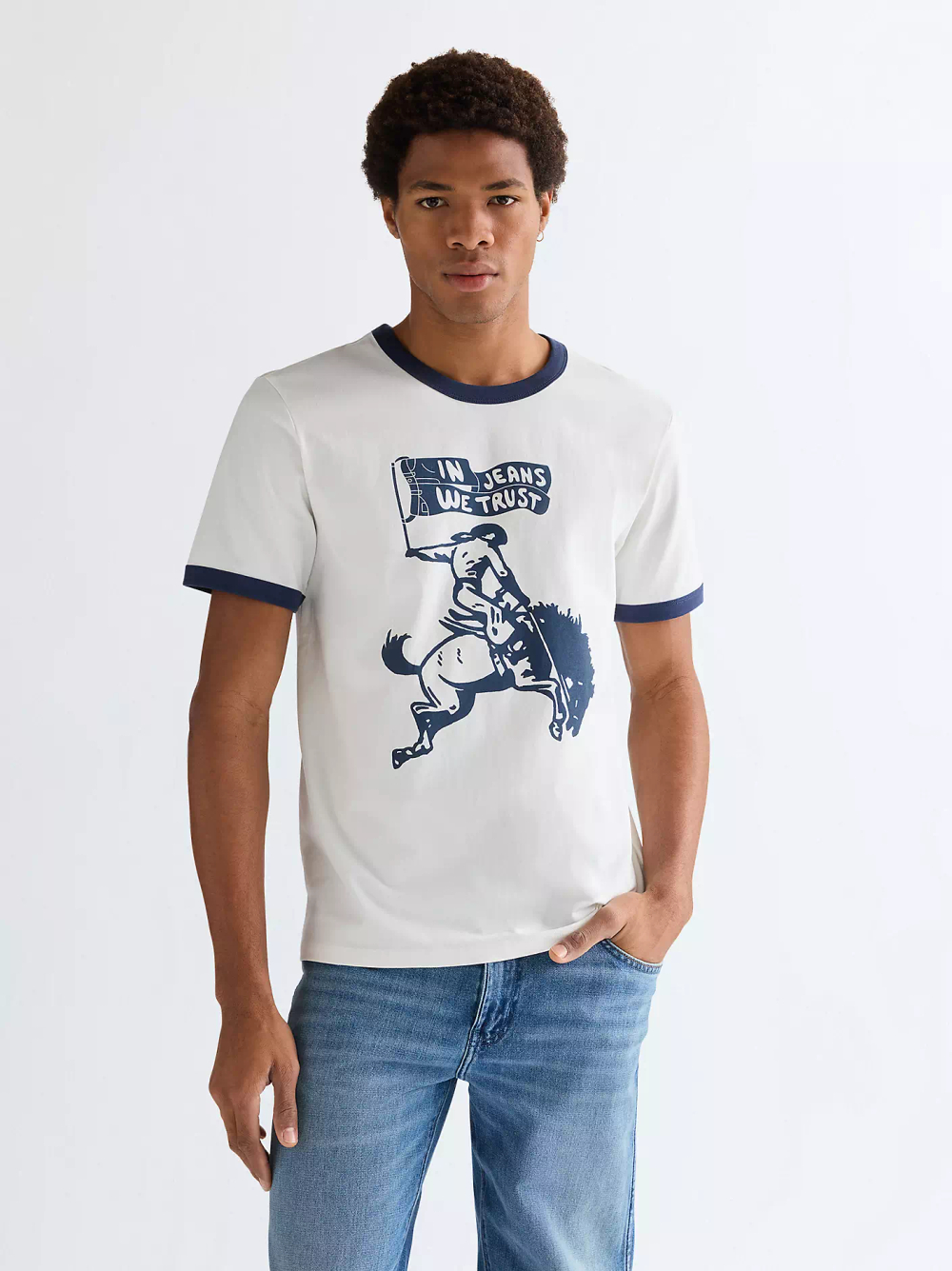 Футболка мужская WRANGLER RINGER TEE WORN WHITE
