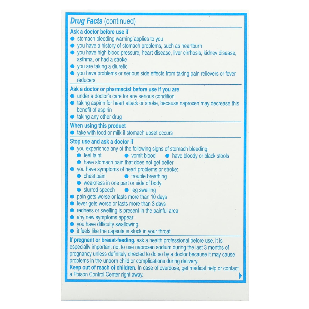 Aleve, Напроксен в капсулах, жидкие гели, 220 мг, 50 капсул