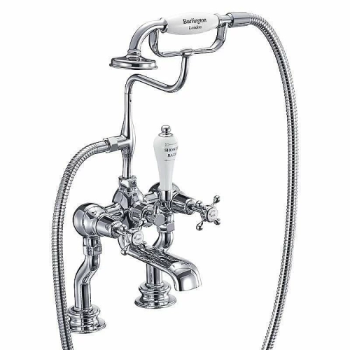 Смеситель для ванны Burlington Regent CLR15-QT хром/ручки белые
