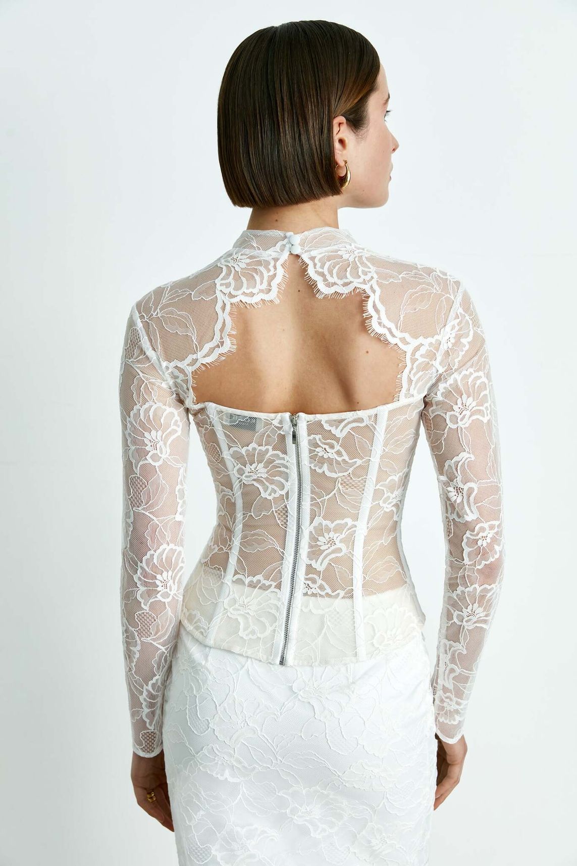 Топ бюстье корсетного типа из кружева с рукавами