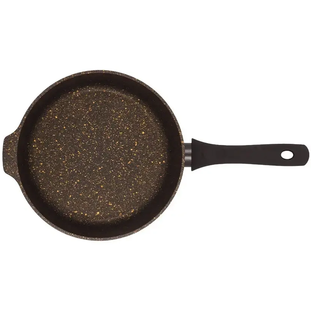 Сковорода глубокая 24см с ручкой и стекл. крышкой «Грация» (черный/золото) сгчз241а