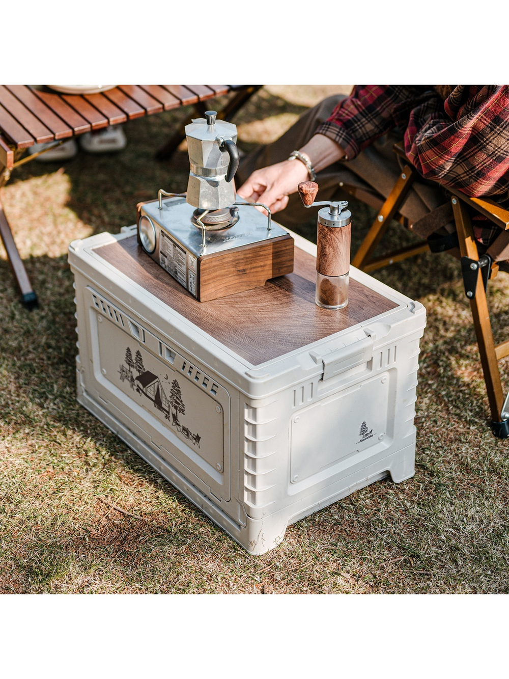 Ящик туристический Naturehike 50 л, трансформер, со столешницей, бежевый