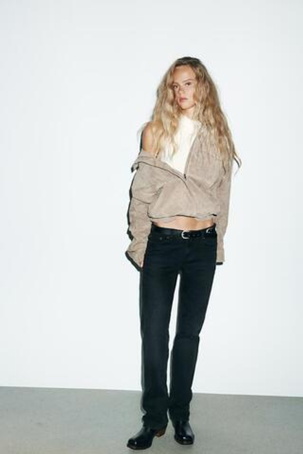 ZARA ДЖИНСЫ TRF ПРЯМОГО КРОЯ С НИЗКОЙ ПОСАДКОЙ, ЧЕРНЫЙ