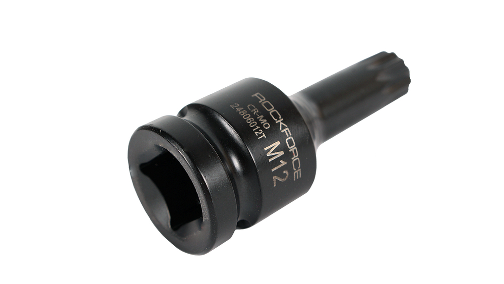 Головка-бита SPLINE ударная 1/2", M12 с отверстием ROCKFORCE RF-24806012T