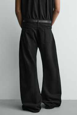 ZARA ДЖИНСЫ BARREL С МОЛНИЯМИ, ЧЕРНЫЙ