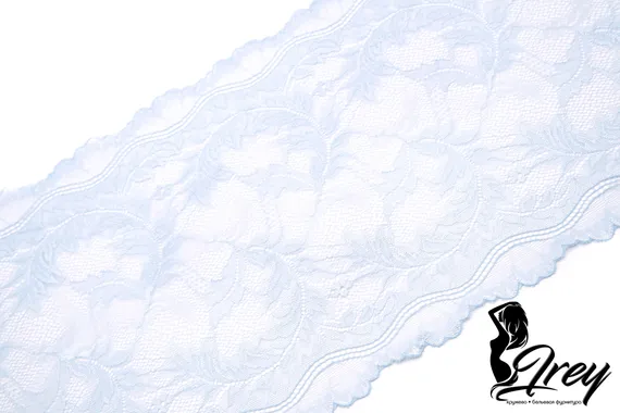 03-270 Кружево эластичное 23 см, бело-голубой