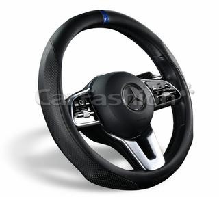 Оплетка на руль круглая CarFashion -М- «TORRENT» 31627 - Экокожа - черный/черный/синий