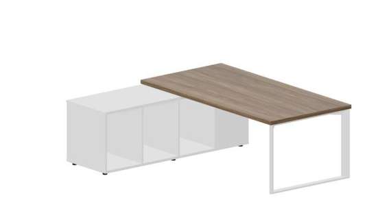 Стол Fortum на опорной сервисной тумбе (левый) 200(+0/15/30)х180х74см