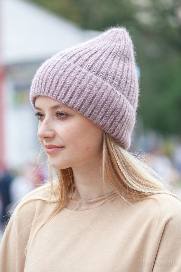 52bo10 Шапка с отворотом Катта (Кофе/золото / 56-59 / Диадема / 30х30х6 / б/р / Темно-коричневый / Трикотаж / 0.3)