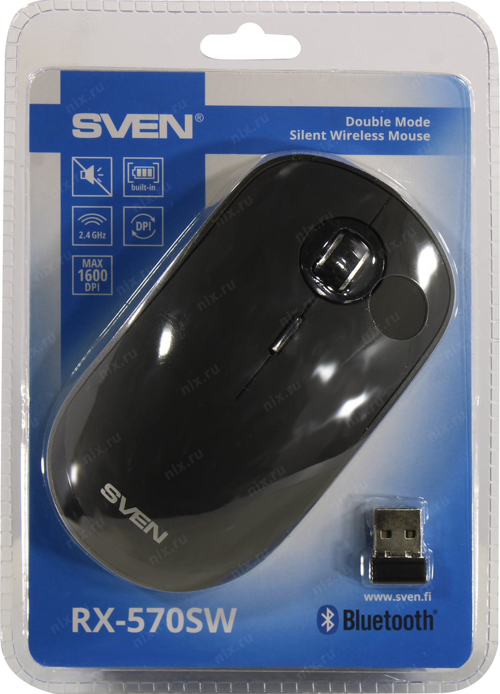 SVEN Wireless Optical Mouse <RX-570SW Black>  (RTL)  USB 4btn+Roll