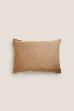 ZARA HOME ЛЬНЯНОЙ ЧЕХОЛ ДЛЯ ДЕКОРАТИВНОЙ ПОДУШКИ XXL, РЫЖЕВАТО-КОРИЧНЕВЫЙ