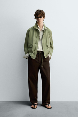 ZARA КУРТКА ИЗ ВЫСОКОТЕХНОЛОГИЧНОЙ ТКАНИ, ЦВЕТ МХА