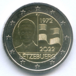 2 евро 2022 год. Люксембург. 50 лет флагу. Биметалл UNC
