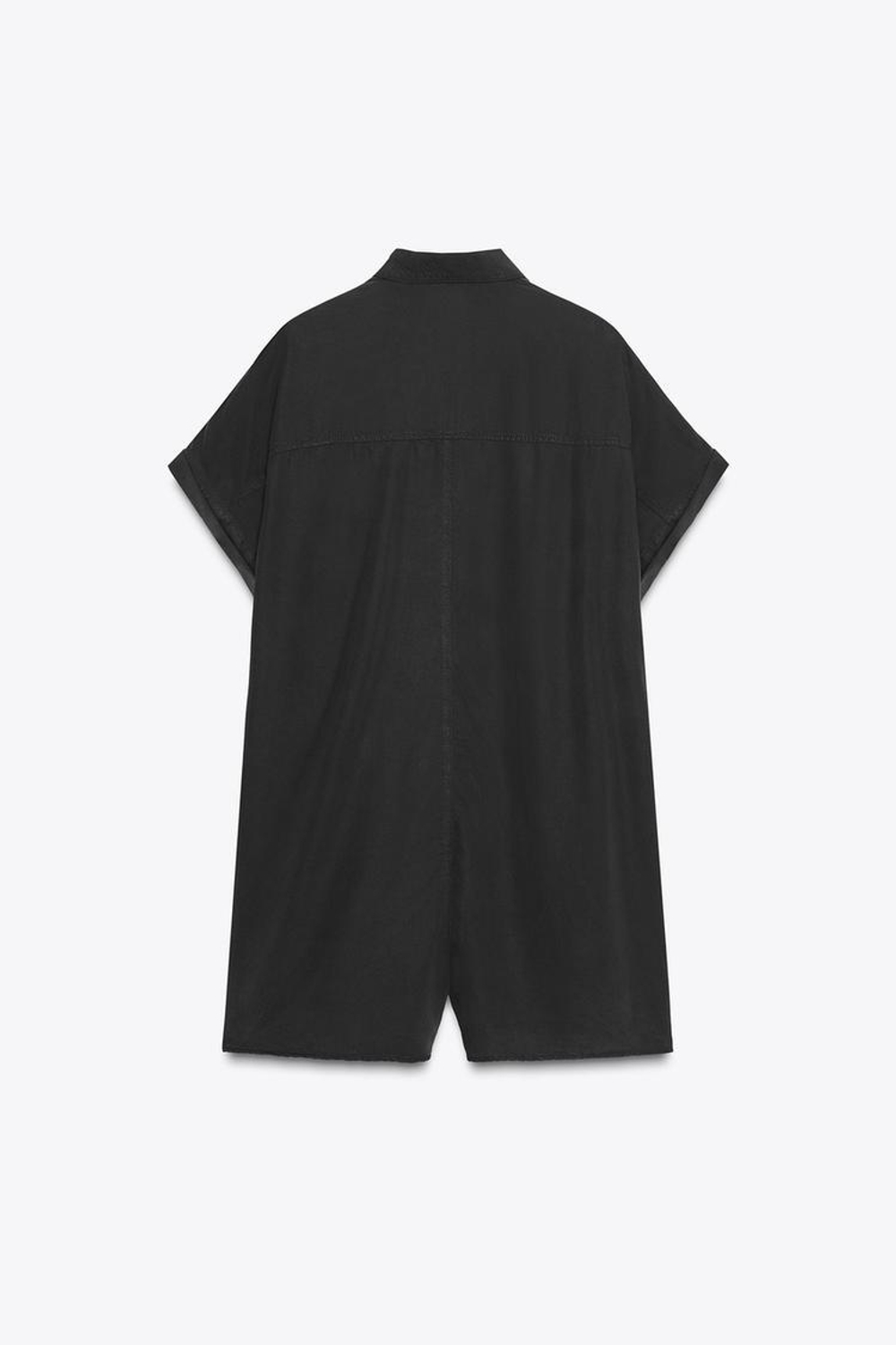 ZARA КОМБИНЕЗОН ИЗ СТРУЯЩЕЙСЯ ТКАНИ С КАРМАНАМИ, ЧЕРНЫЙ