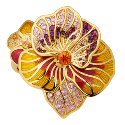 Кольцо Фиалка с рубинами и сапфирами, R0275-41/4