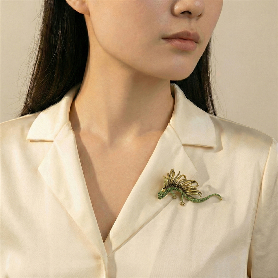 Брошь Fiore Luna Dragon чешский бриллиант BR15080 G/G