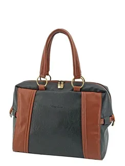 Сумка деловая, отдел на молнии, цвет черный/коричневый 26х24х15см