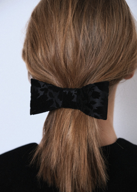 Бант-бабочка из черного жаккарда с узором