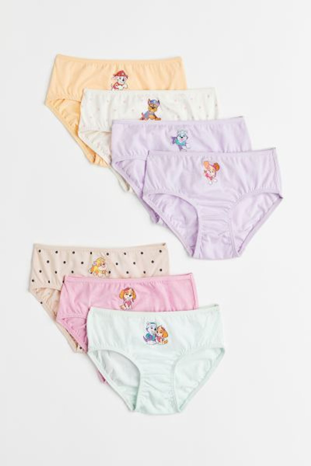 H&M Набор из семи хлопковых трусиков с принтом, лиловый