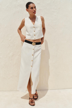 ZARA ТОП ИЗ КРЕПА БЕЗ РУКАВОВ, ЭКРЮ