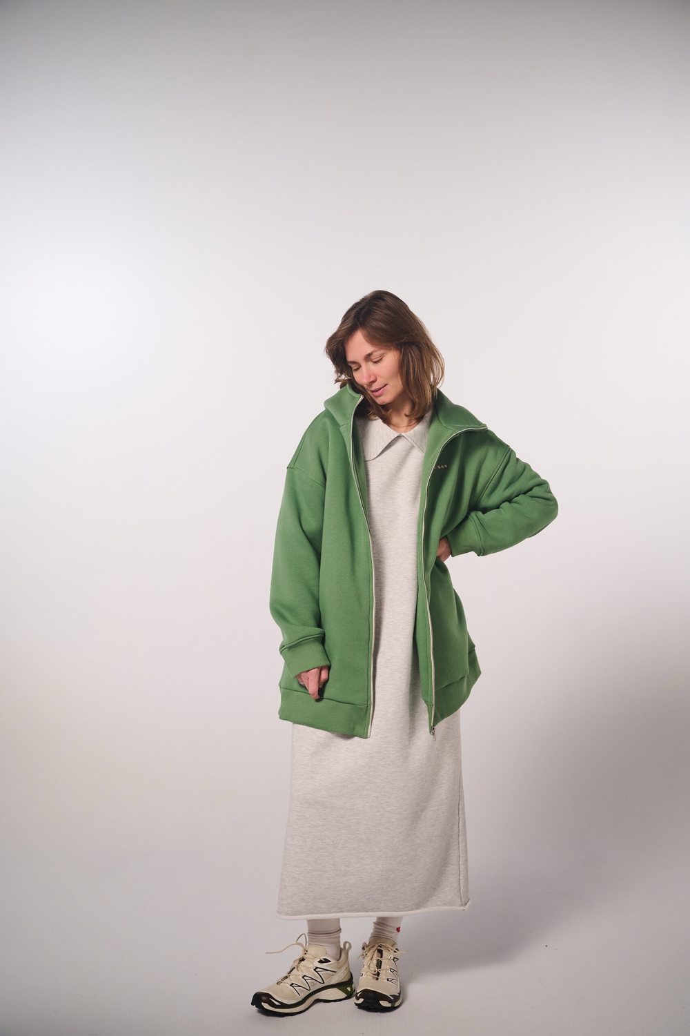 Худи на молнии с начесом, "Трава"