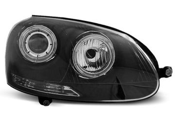 Передние фары VW Golf 5 angel eyes black