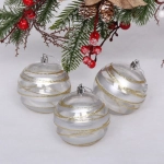 Новогодние шары 8 см (набор 3 шт) «Сказочный узор», серебро/золото